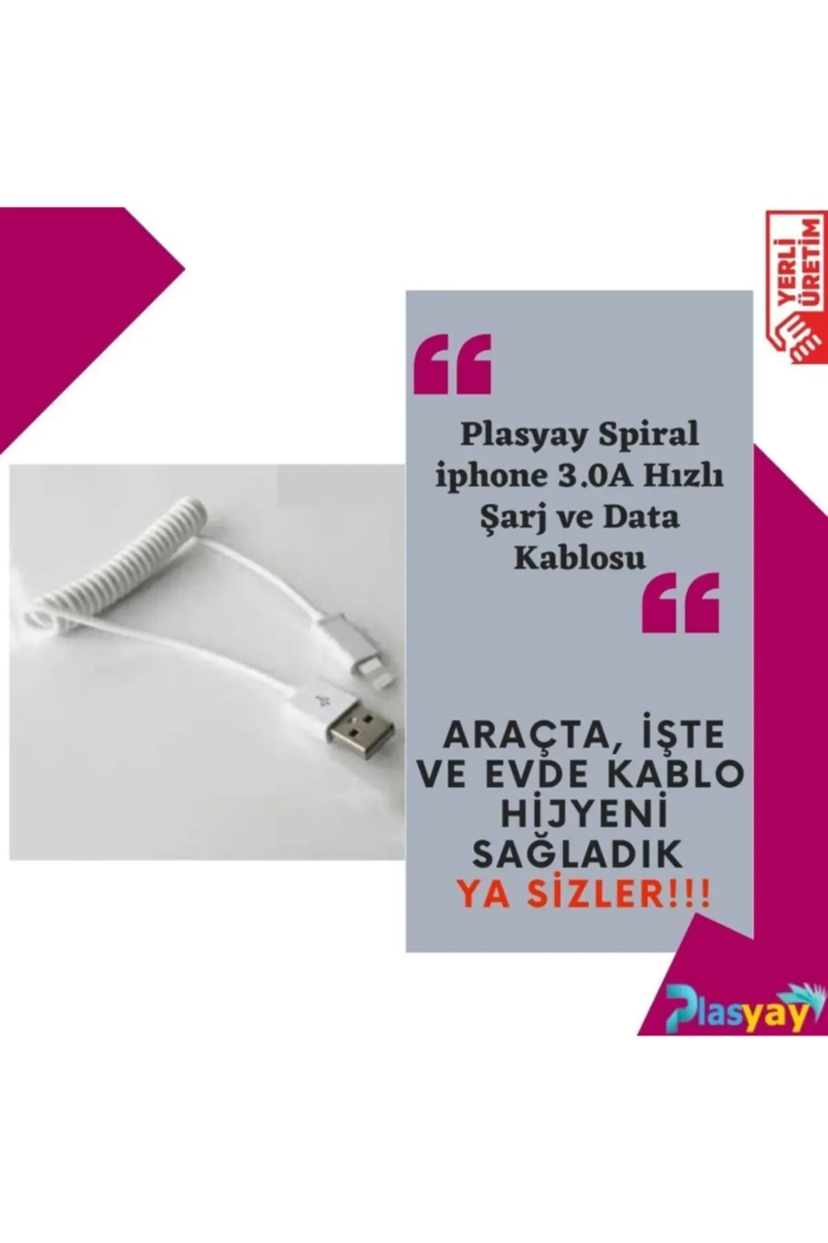 Spiral Iphone 3.0a Hızlı Şarj Ve Data Kablosu Beyaz