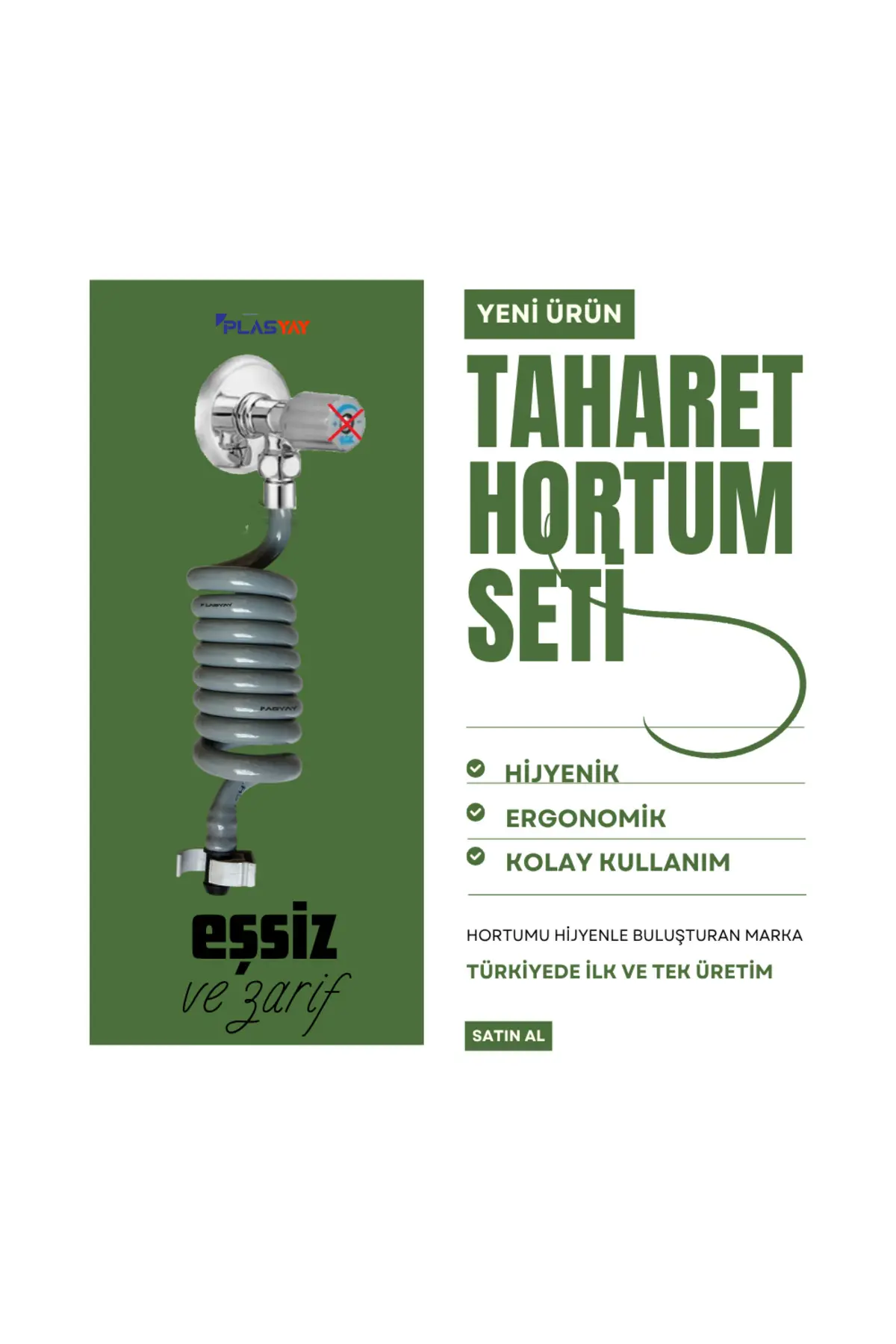 Spiral 3/8 Rekor Uyumlu Taharet Hortum ve Banyo Wc Yıkama Seti GRİ 120 Cm