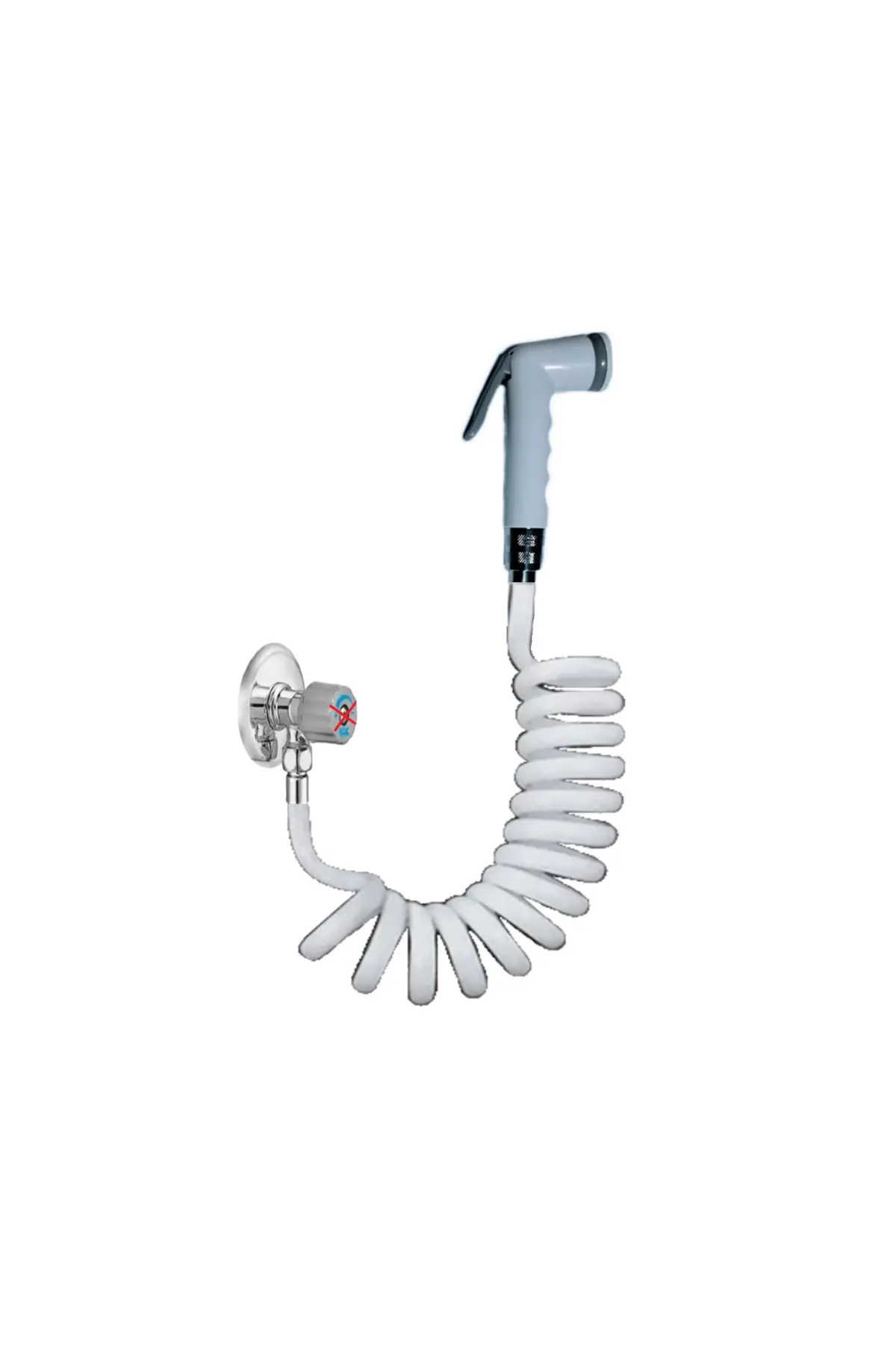 Spiral Şattaf Başlıklı Taharet Matik 3/8 Bağlantılı Taharet Musluklar Için Yeni 1.5 Metre Beyaz