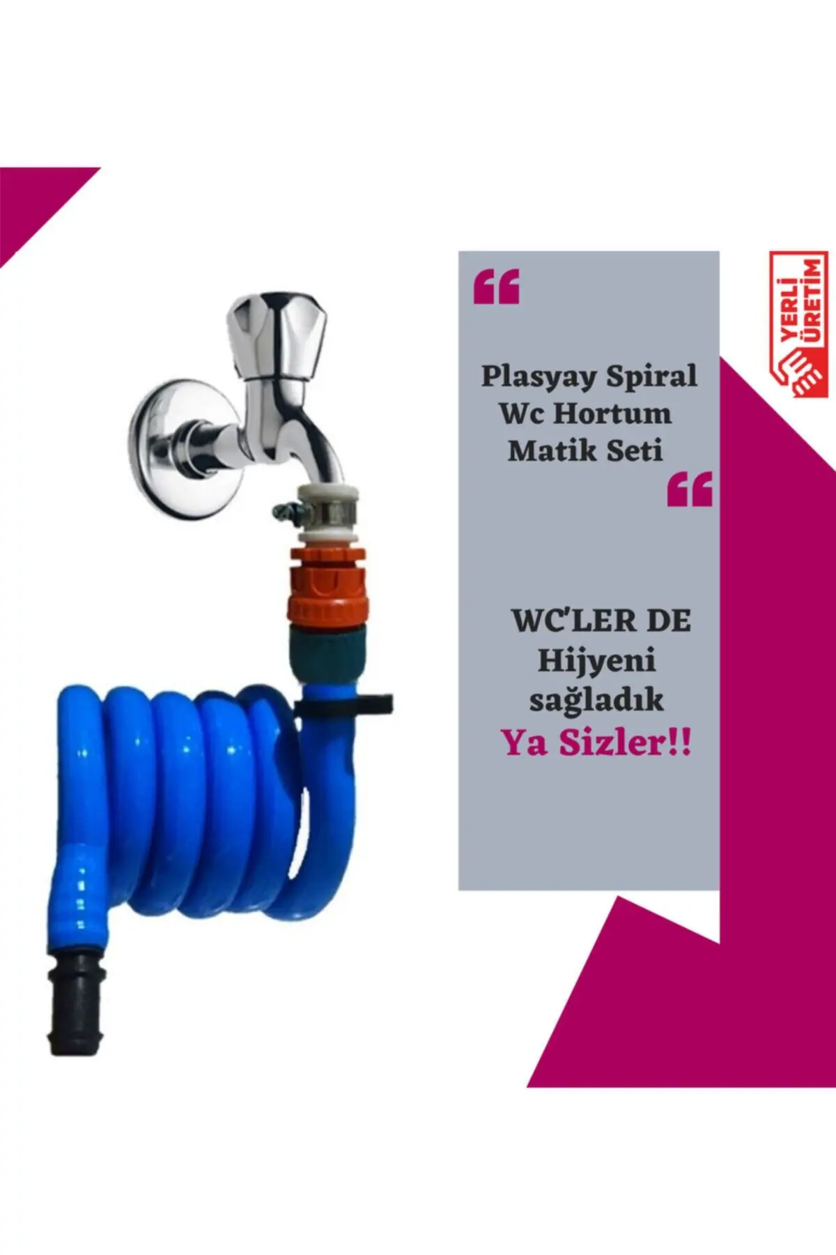 Spiral Wc Hortum Matik Seti Yeni Mavi