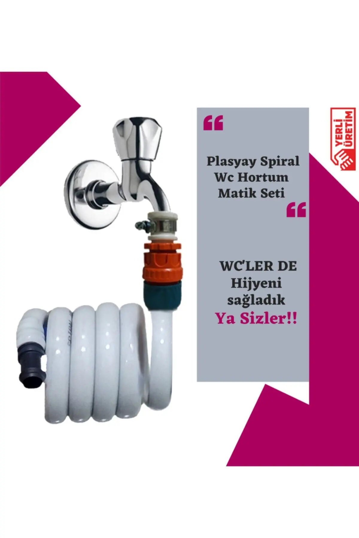 Spiral Wc Hortum Matik Seti Yeni Beyaz