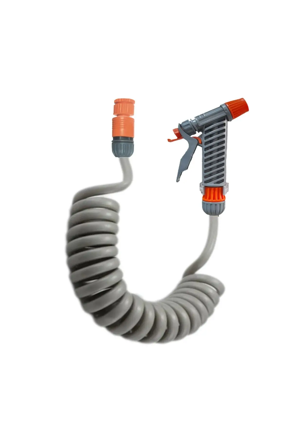 Spiral Balkon Araç Yıkama Bahçe Sulama Hortumu Ve Tetikli Tam Set Gri 4 Metre
