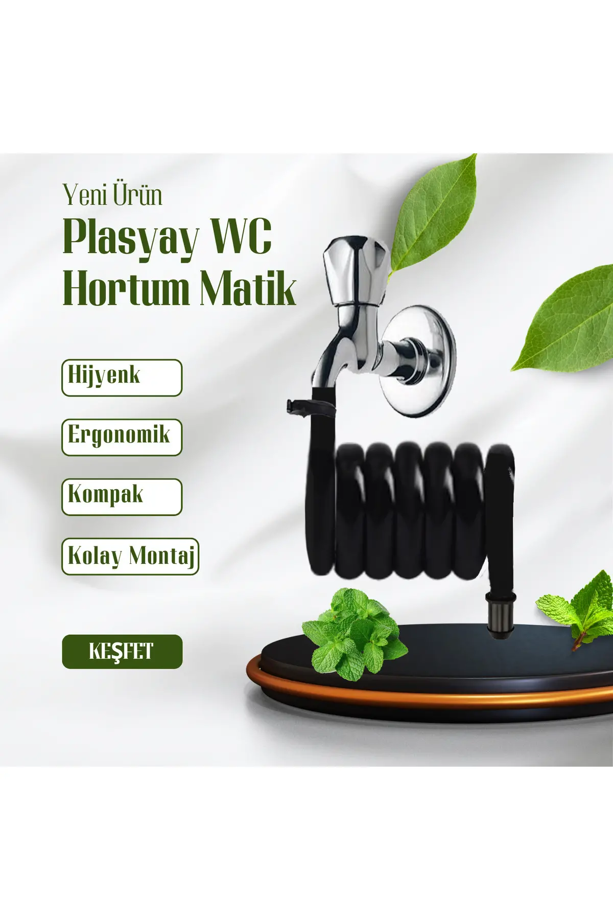 Spiral Wc Taharet Hortum Matik Ve Wc Banyo Yıkama Yeni Siyah Inci 97 Cm
