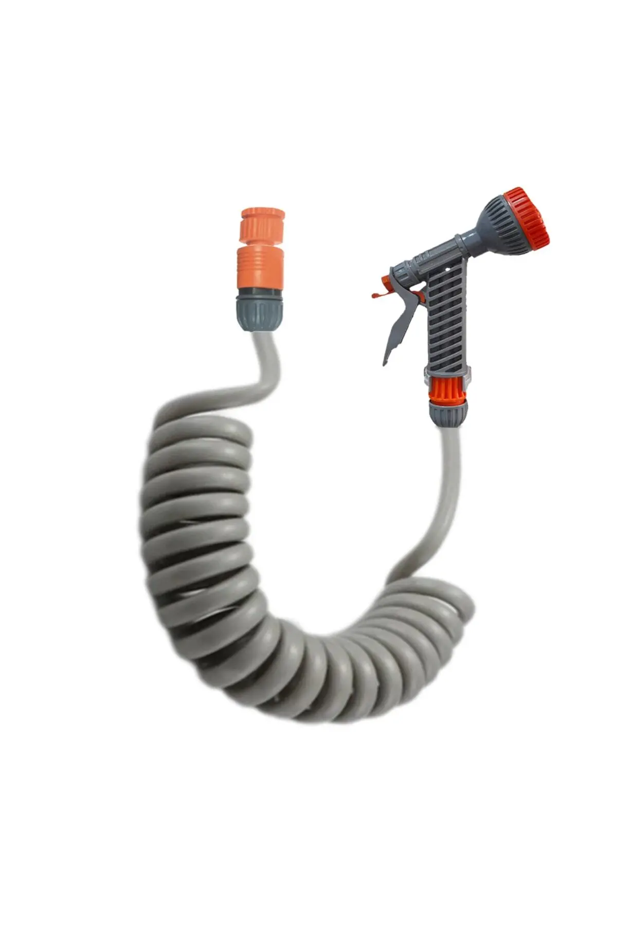 Spiral Sulama Ve Yıkama Gül Başlıklı Hortum Seti Gri 3 Metre