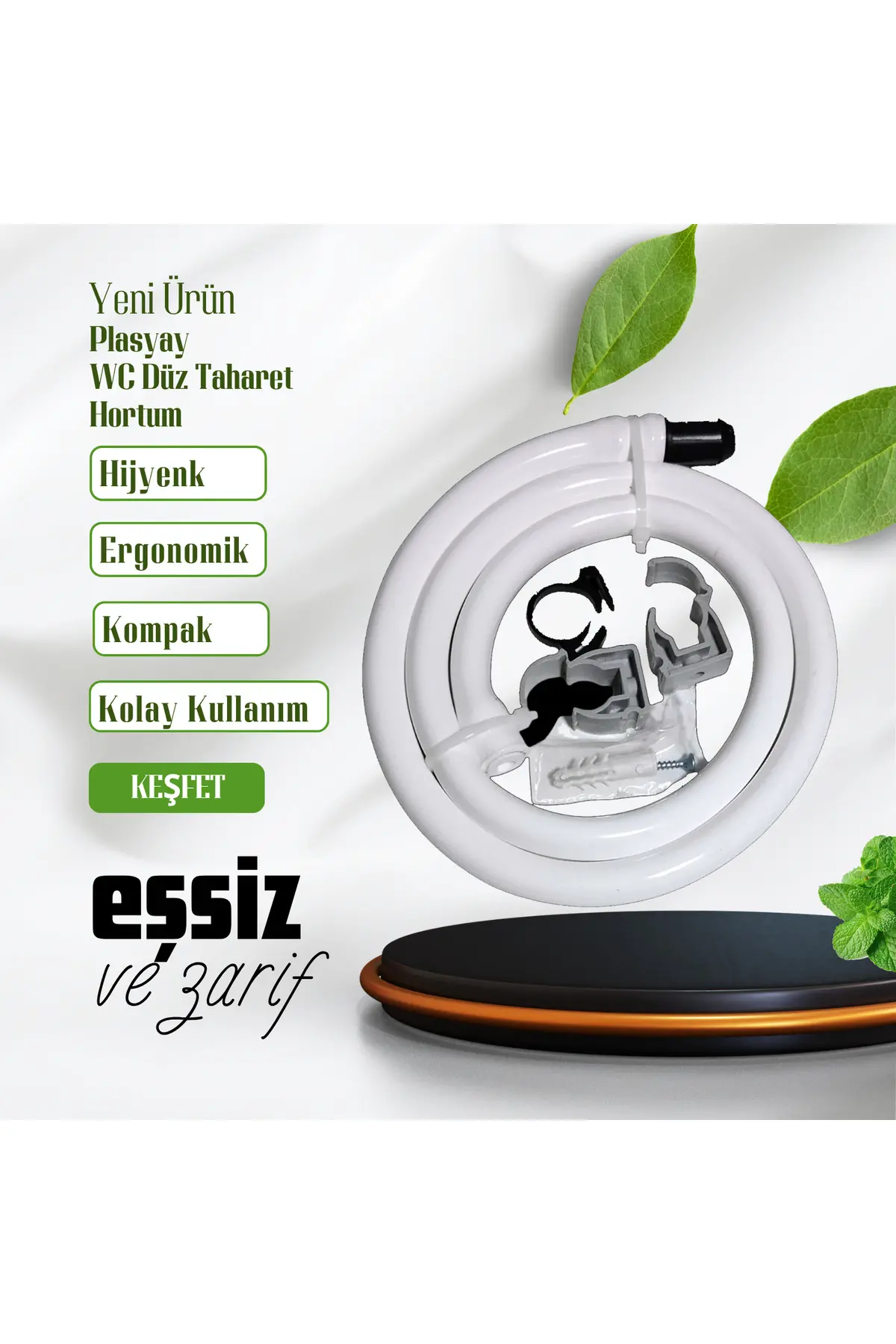 Düz Wc Banyo Taharet Matik Hortumu 100 Cm Beyaz