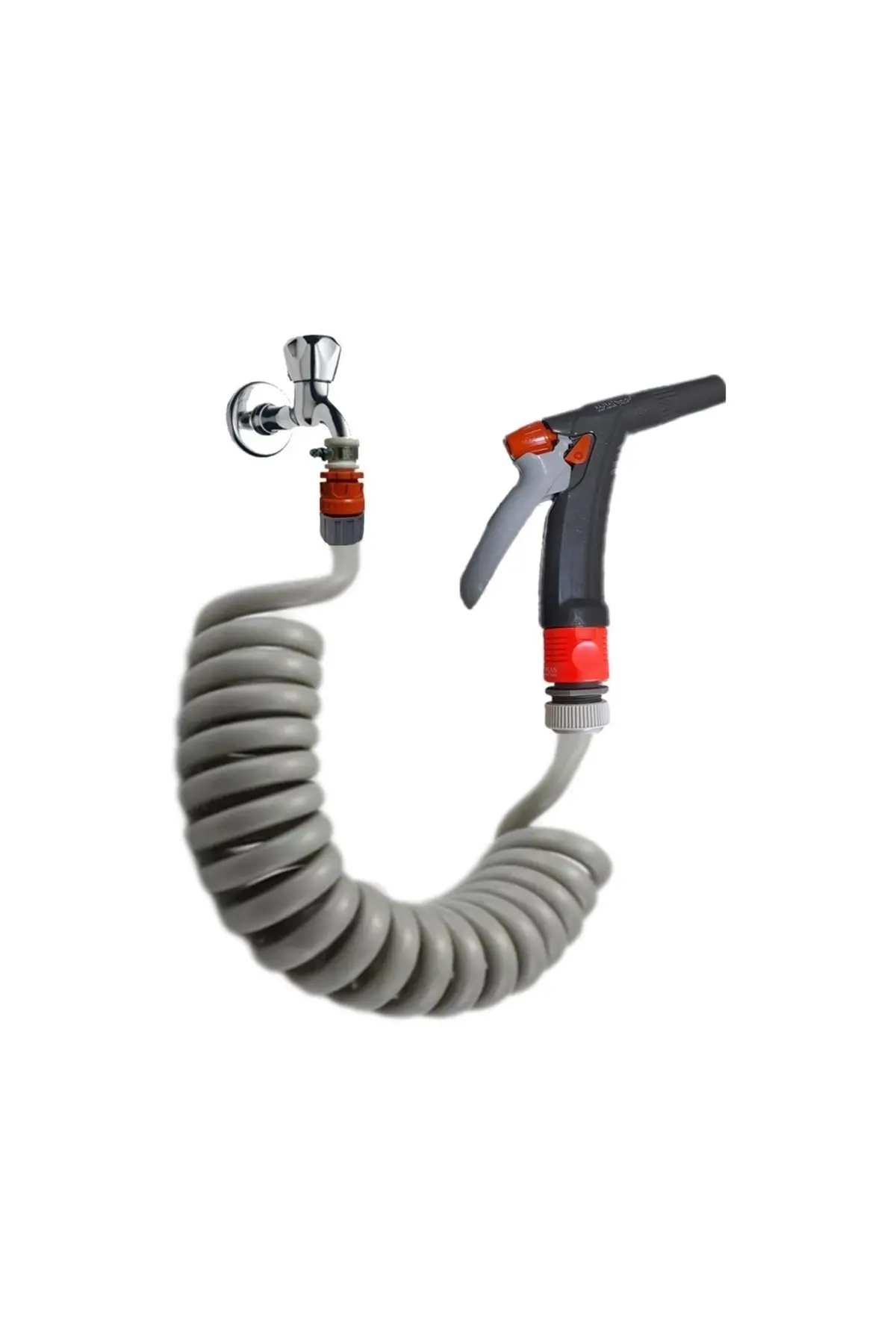 Spiral Sulama Yıkama Hortum Musluk Adaptörlü Ve Yeni Tetik Uzun Başlıklı Set 5 Metre