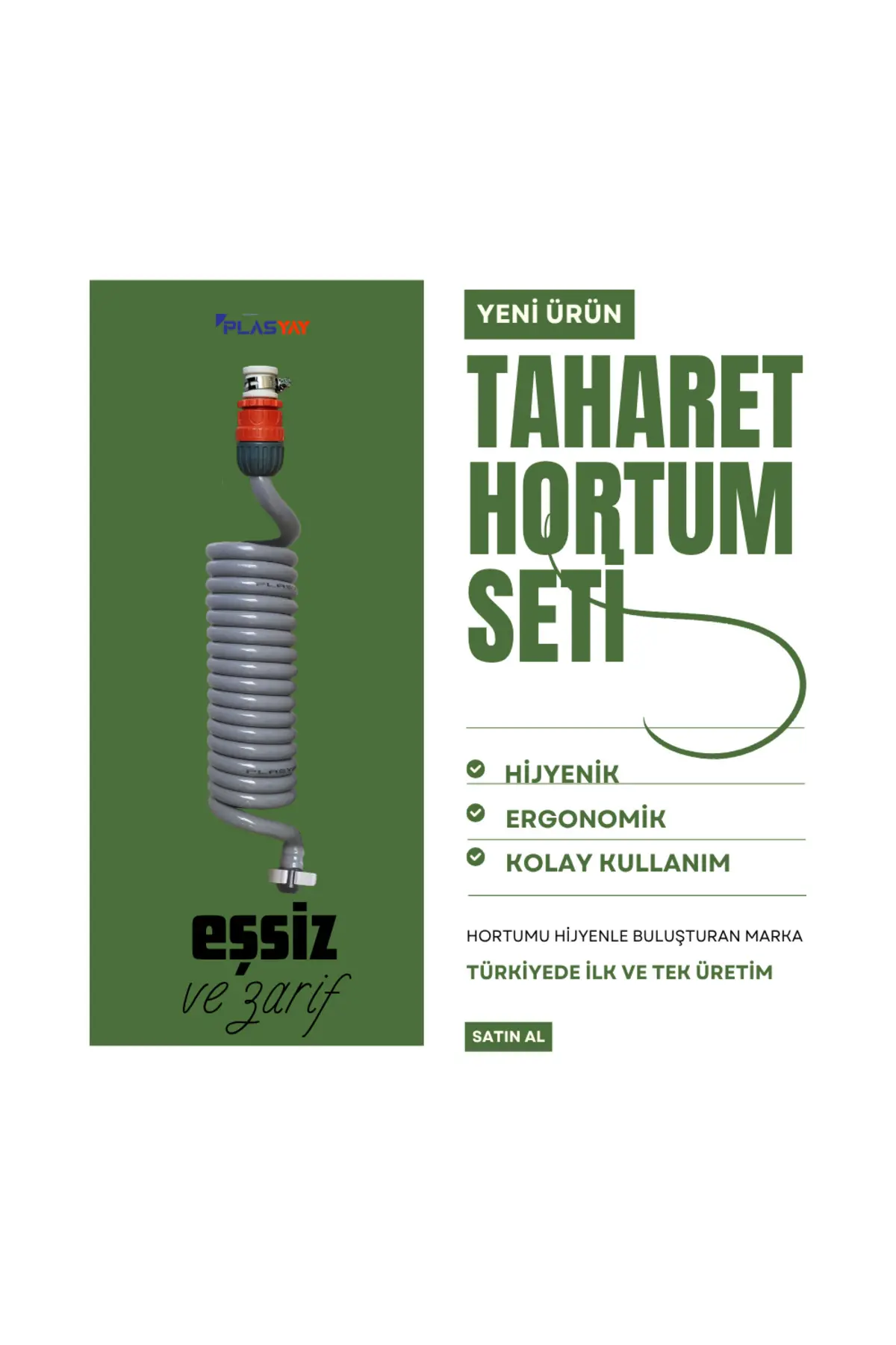 Spiral Wc Banyo Balkon Yıkama Hortum Seti Duvar Sabitlemeli 4 Metre Gri
