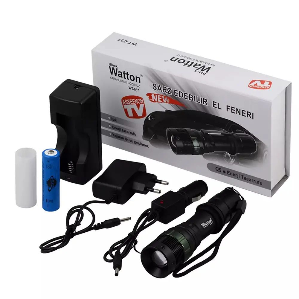 Zoomlu Güçlü El Feneri Ayarlanabilir Işık Açısı Yüksek Performans LED Aydınlatma WT-037