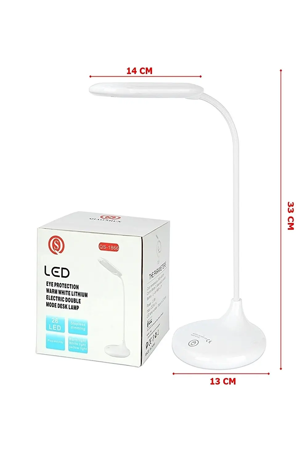 Şarjlı Sarı ve Beyaz Renk Masa Lambası LED Ayarlanabilir Işık Pratik Kullanım WT-005