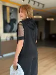 Kadın Fileli Kapüşonlu Modal Ceket-3
