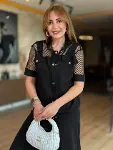 Kadın Fileli Kapüşonlu Modal Ceket-4