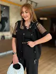 Kadın Fileli Kapüşonlu Modal Ceket-7