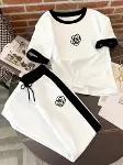 Kadın Kısa Kollu Bisiklet Yaka Viskon Iki Iplik Bluz Ve Pantolon Ikili Takım-5