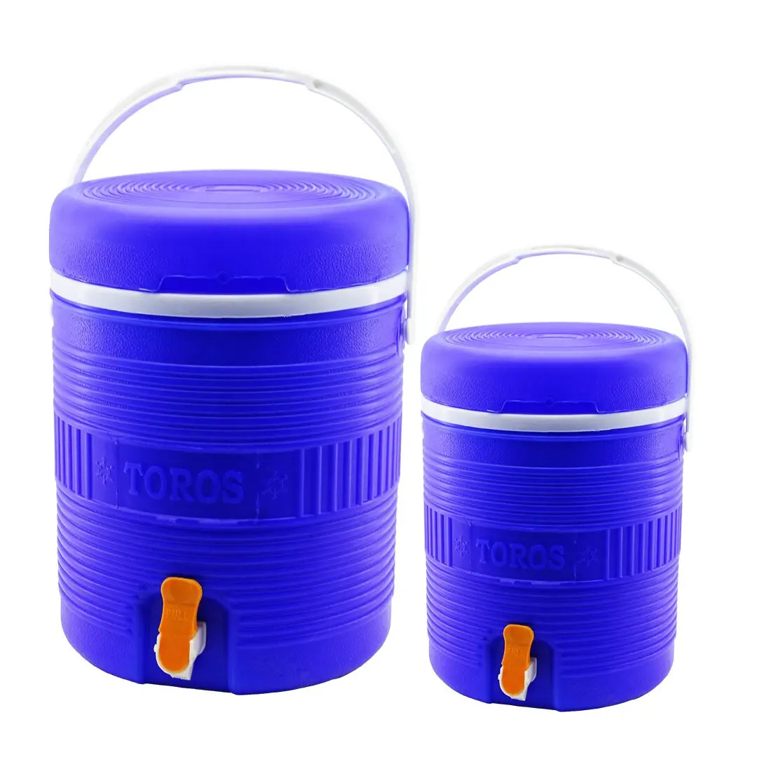 TOROS  2Lİ SET=14+6LT   YUVARLAK   TERMOS   MAVİ PLASTİK  MUSLUKLU - TAŞIMA KULPLU BRKT-501575 (4745)