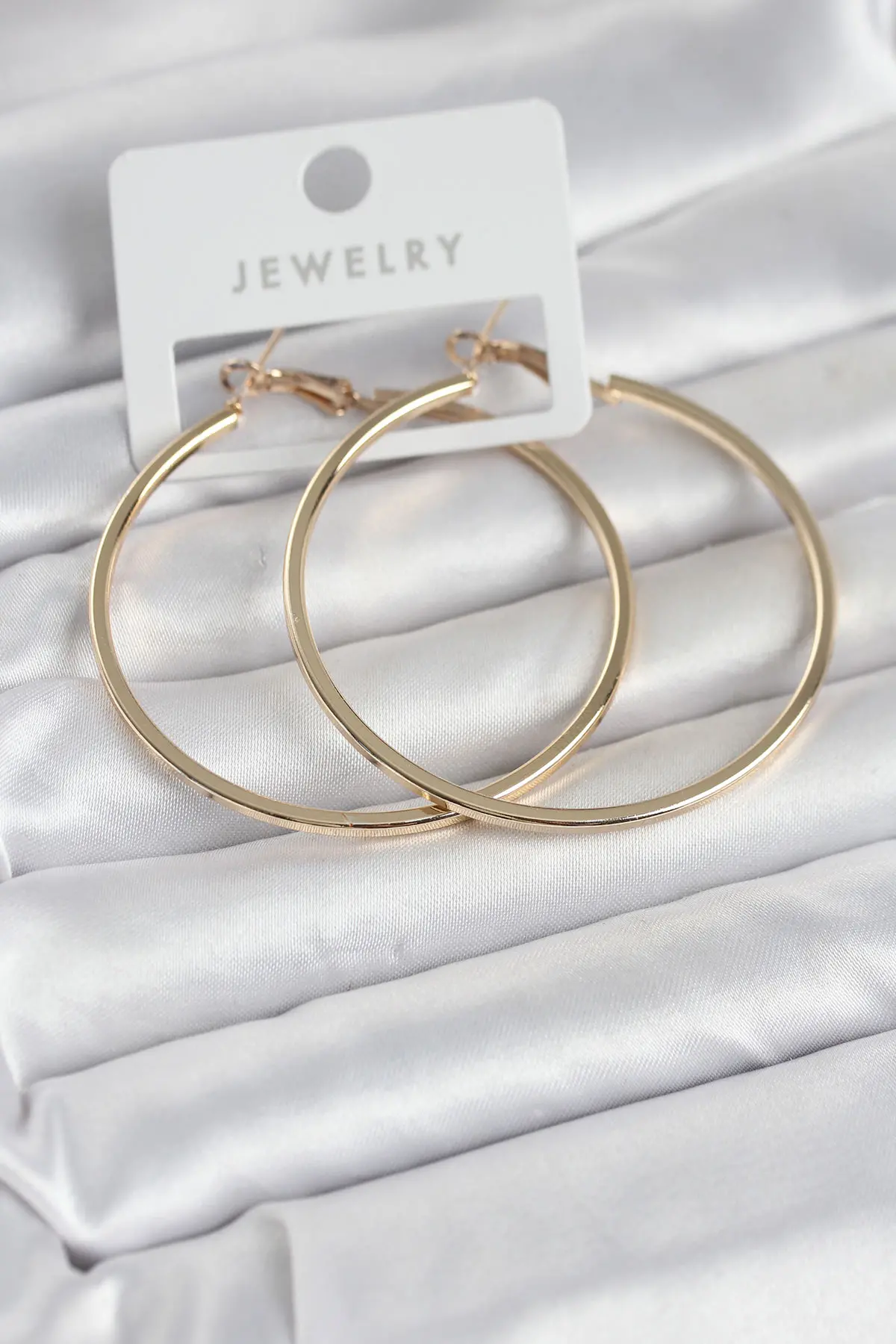 Gold Renk Pirinç Köşeli Kenar Halka 54 mm Kadın Küpe TJ-BKP11767
