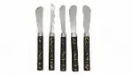 5 PARÇA  UZUN KAHVALTI BIÇAK - SİYAH MERMER DESEN SAPLI 16.5 cm (4745)-2