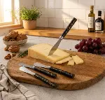 5 PARÇA  UZUN KAHVALTI BIÇAK - SİYAH MERMER DESEN SAPLI 16.5 cm (4745)-1