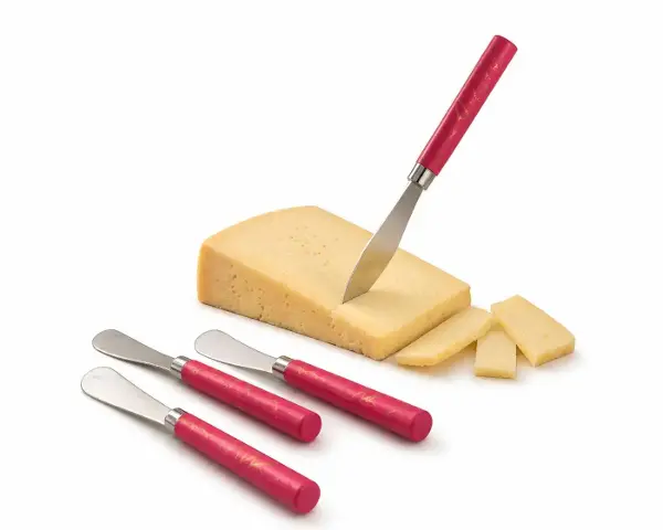5 PARÇA UZUN KAHVALTI BIÇAK - KIRMIZI MERMER DESEN SAPLI 16.5 cm (4745)