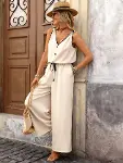 Kadın Askıdan Bağlamalı V Yakalı Belden Süs Bağcıklı Tulum-1