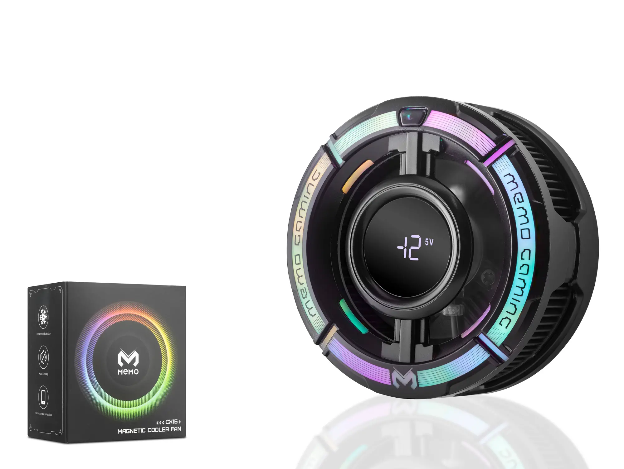 Manyetik Telefon Soğutucu Fan 15W Rgb Dijital Ekranlı Siyah CX15
