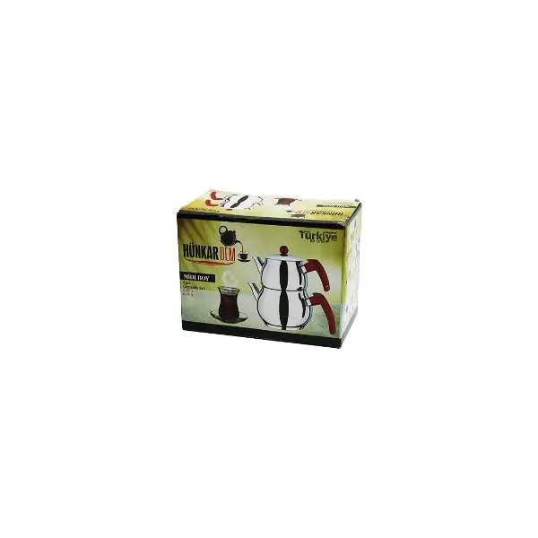 MİDİ BOY KÜRE ÇELİK ÇAYDANLIK SETİ RENKLİ BAKALİT KULP ÜST DEMLİK: 0.5LT - ALT SULUK: 0.75LT KENDİNDEN SÜZGEÇLİ (4745)