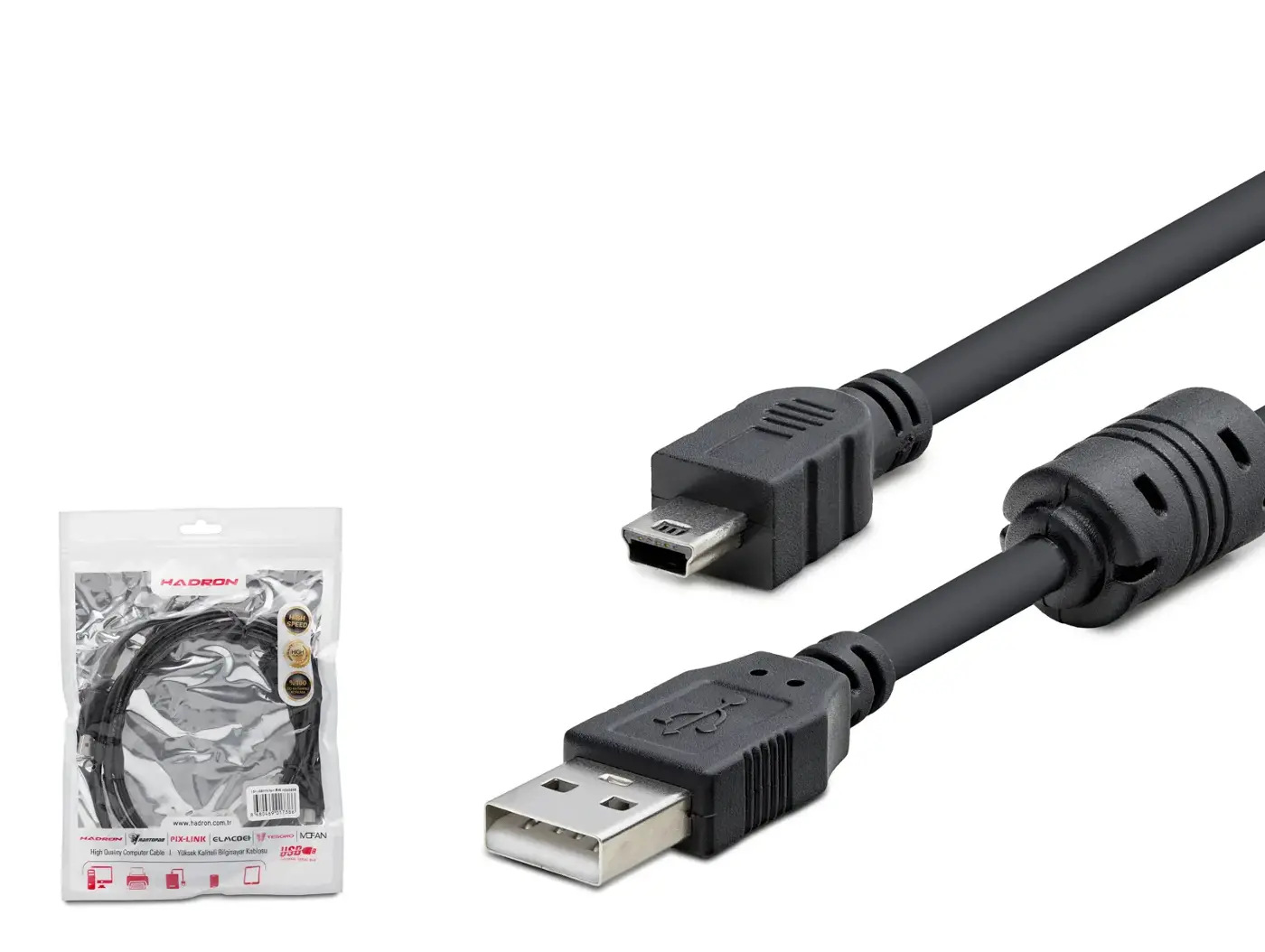 Usb Mini V3/5Pin To Usb Kablo 1.5 M - Si̇yah HDX7538