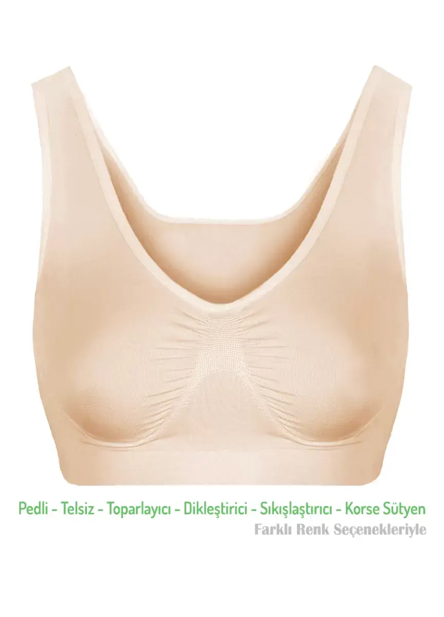 Alışveriş Meydanı Kadın Ten Pedli Kalın Askılı Dikleştirici Sıkılaştırıcı Toparlayıcı Sütyen Korse