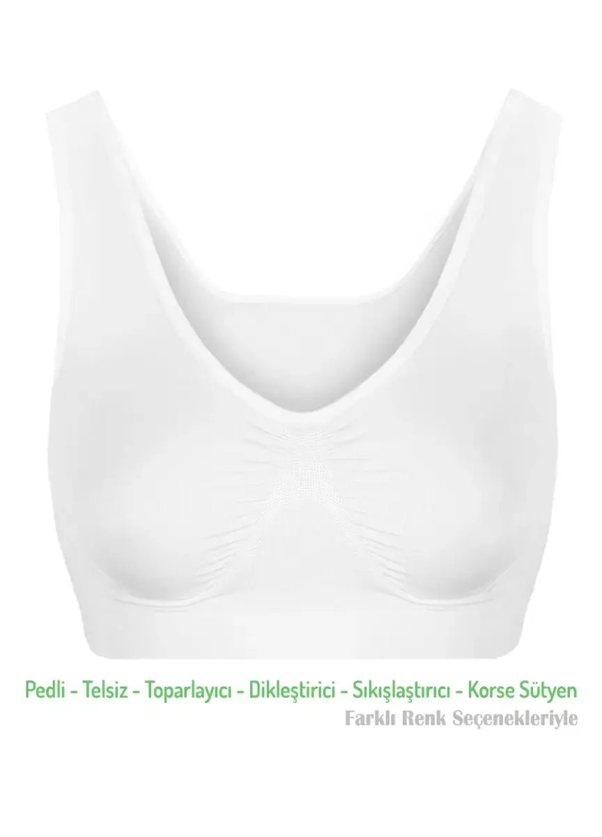 Alışveriş Meydanı Kadın Beyaz Pedli Kalın Askılı Dikleştirici Sıkılaştırıcı Toparlayıcı Sütyen Korse