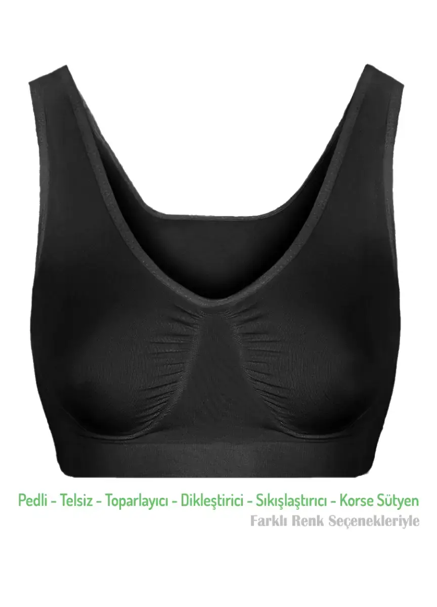 Alışveriş Meydanı Kadın Siyah Pedli Kalın Askılı Dikleştirici Sıkılaştırıcı Toparlayıcı Sütyen Korse