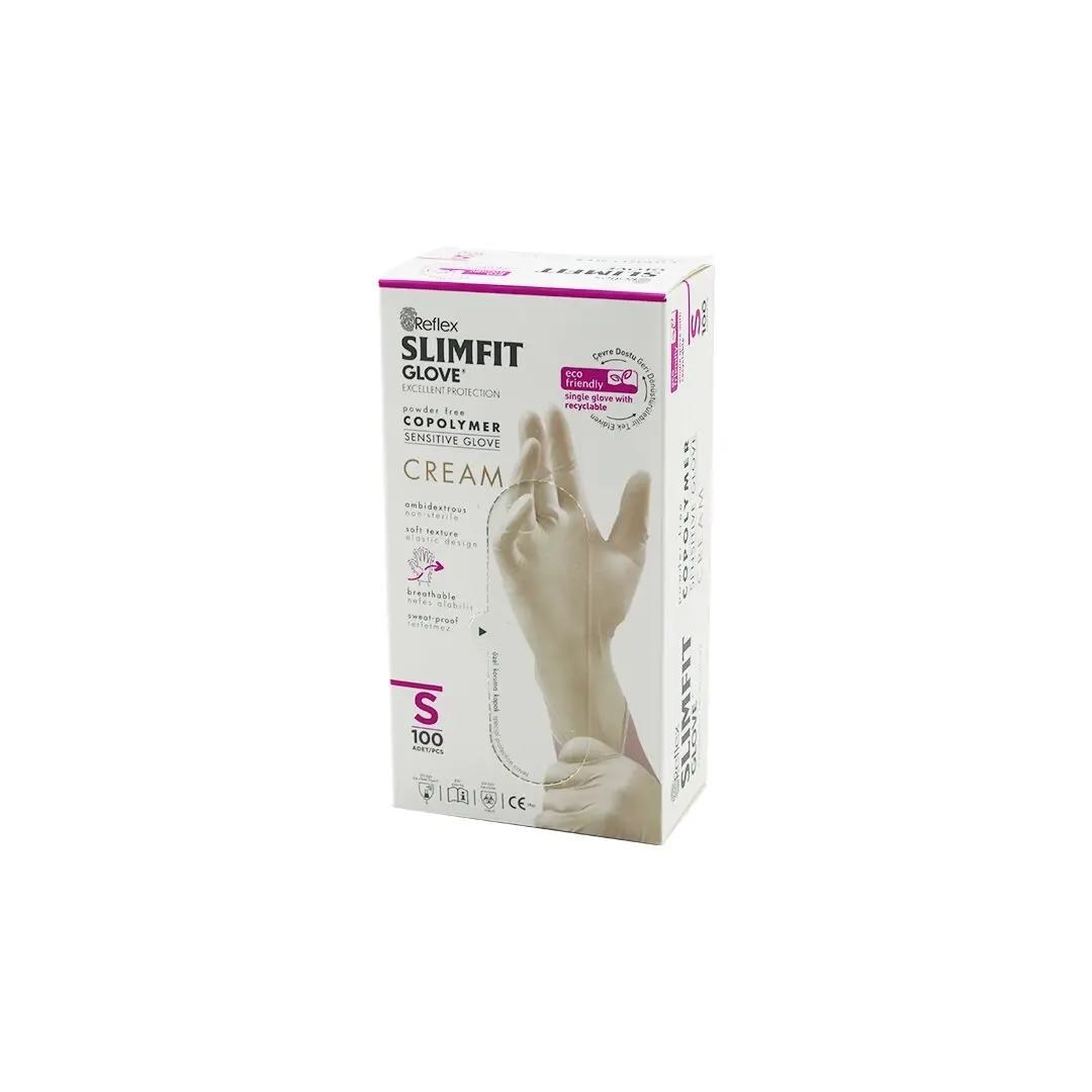 REFLEX SLİMFİT GLOVE KOD-030 S KREM PUDRASIZ MUAYENE ELDİVEN 100LÜ (4745)