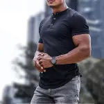 Erkek Kısa Kollu Hakim Yaka önü Düğmeli Viskon Bluz-2