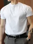 Erkek Kısa Kollu Hakim Yaka önü Düğmeli Viskon Bluz-1