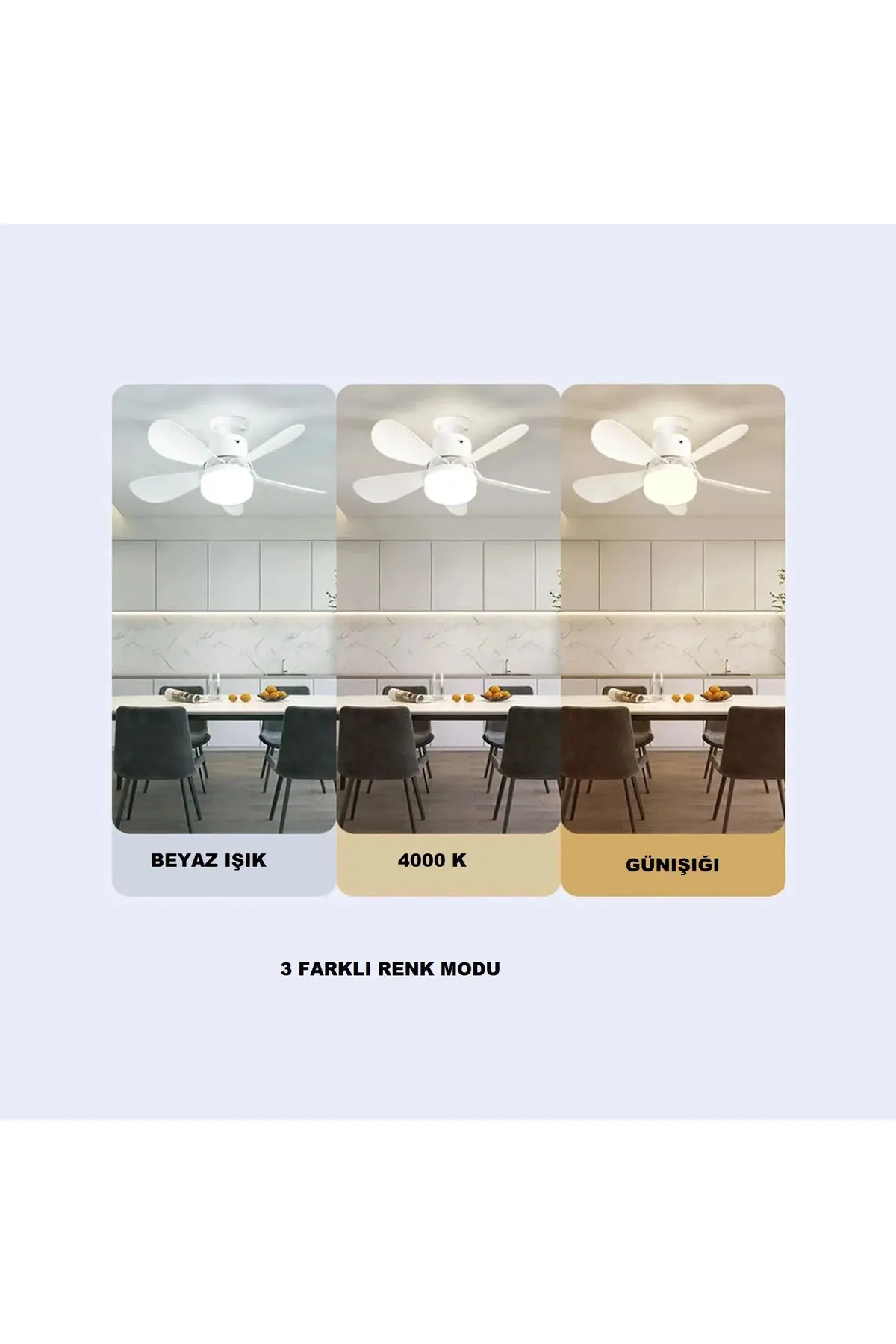 CT-1154 200W (3 Renk Dimlenebilir) Pervane, Fanlı Led Ampül 6400K