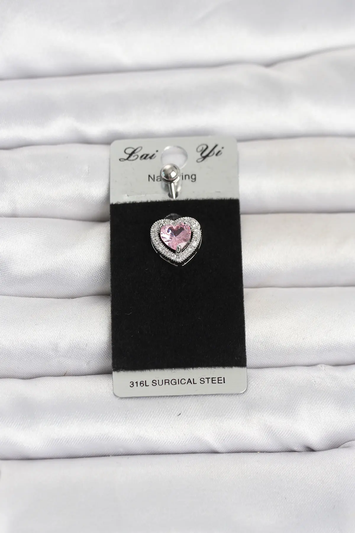 316L Cerrahi Çelik Pembe Kalp Model Göbek Piercing TJ-PR1411