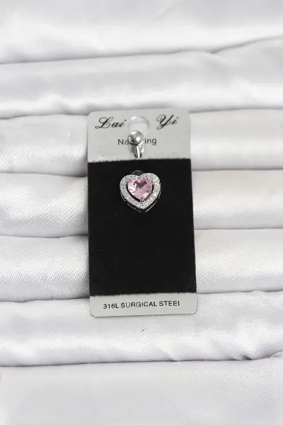 316L Cerrahi Çelik Pembe Kalp Model Göbek Piercing TJ-PR1411