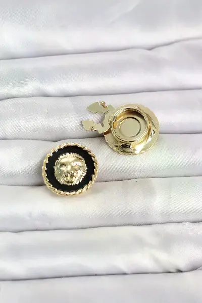 Aslan Model Gold Renk Düğme veya Manşet Broşu TJ-BR488