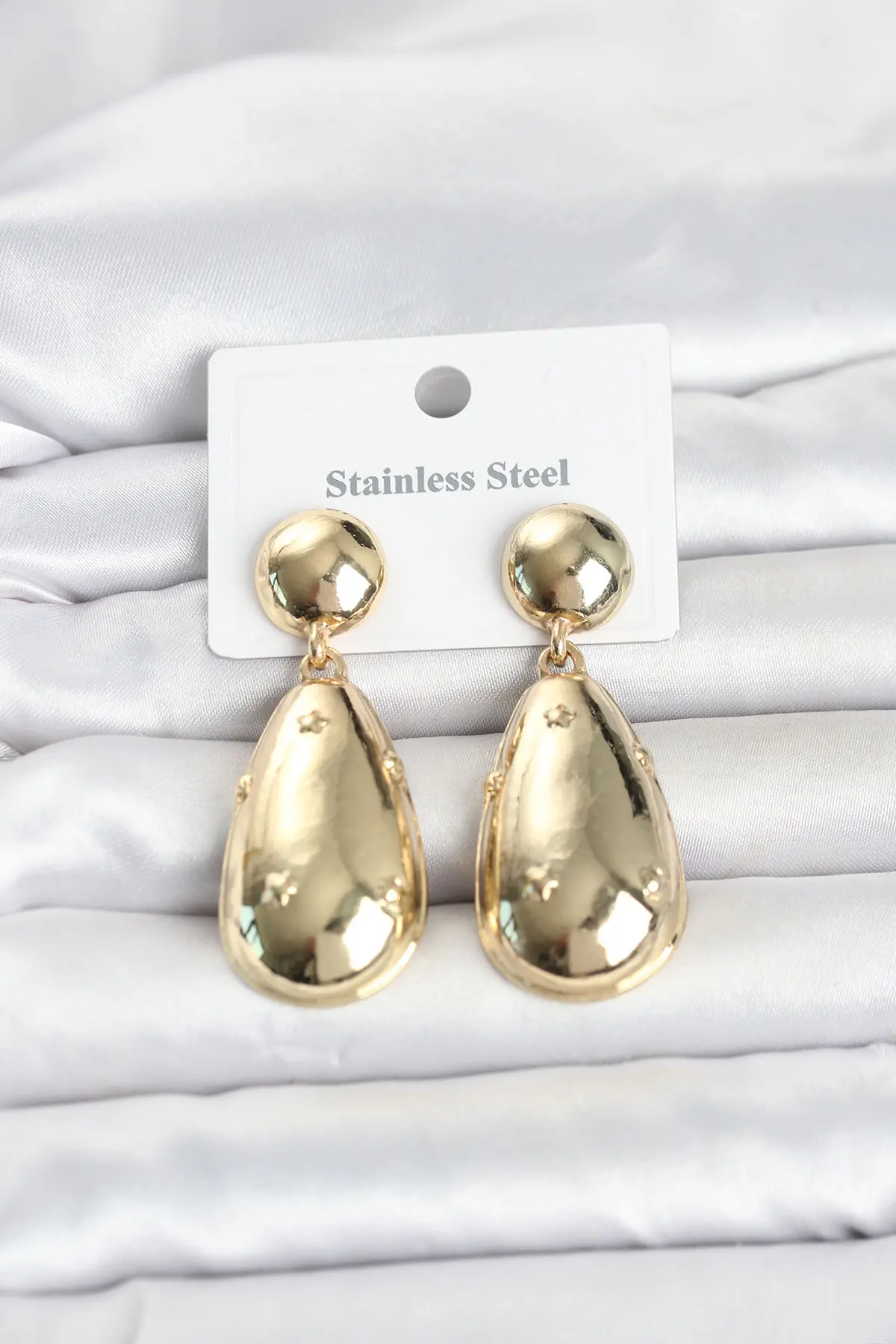316L Çelik Gold Renk Damla Model Kadın Küpe TJ-BKP11830