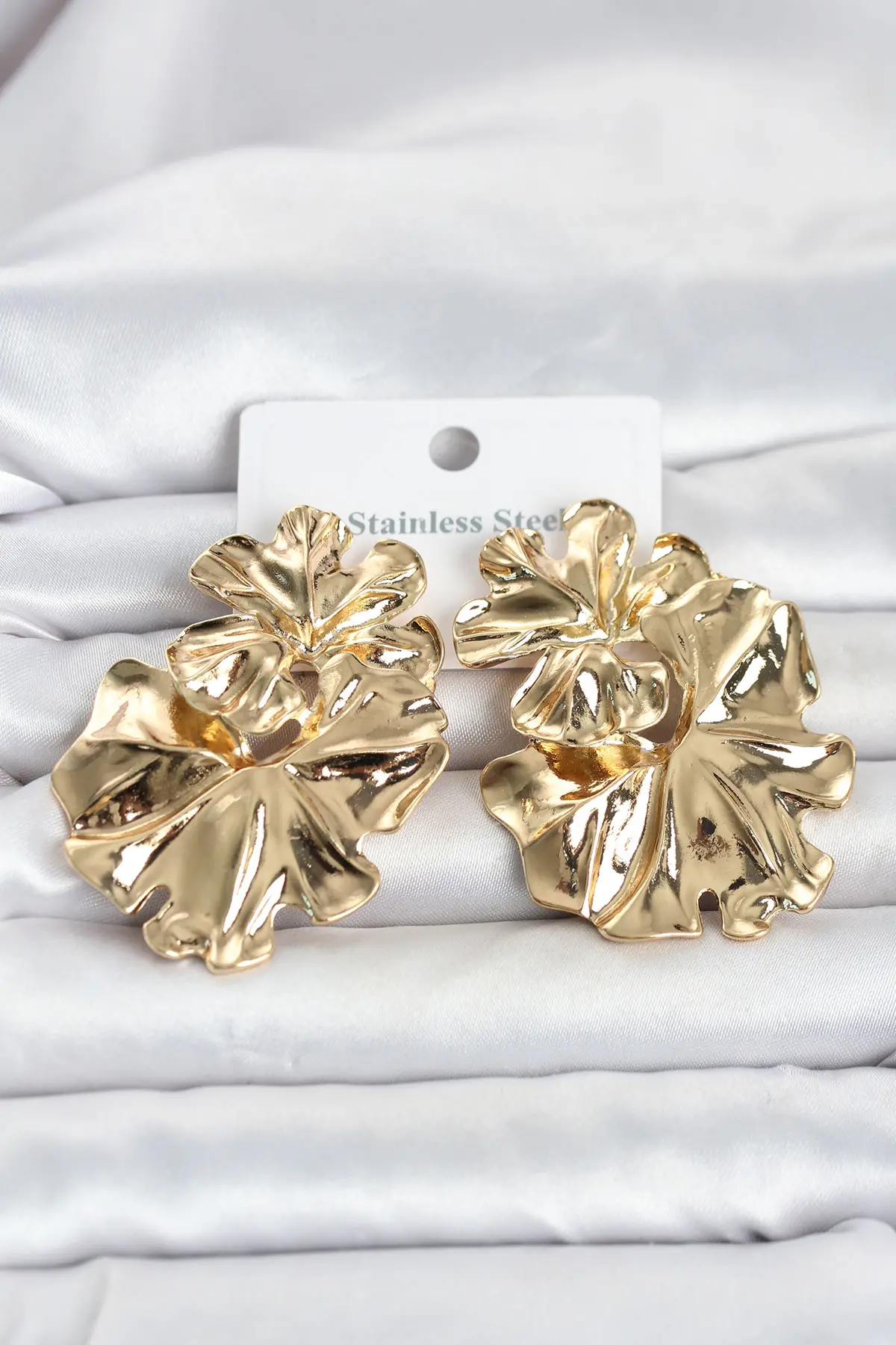 316L Çelik Gold Renk Lotus Model Kadın Küpe TJ-BKP11820