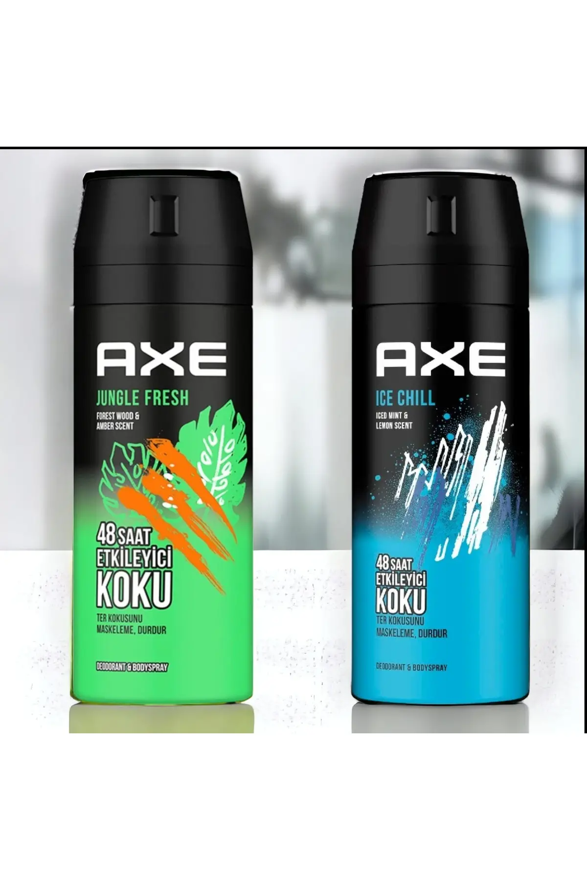 Erkek Deodorant Jungle Fresh Etkileyici Koku 150 ml+Axe Ice Chill Erkek Sprey Deodorant 150 Ml