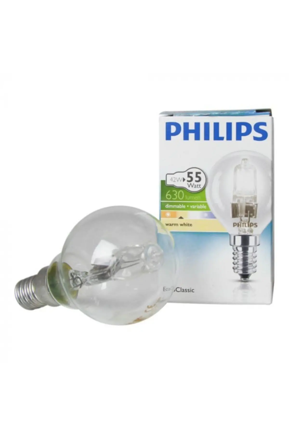42w=55w Halojen Classıc Şeffaf Mini Top Ampul/inceduy (e14) Sarı Işık/dim Edilebilir/made In Poland