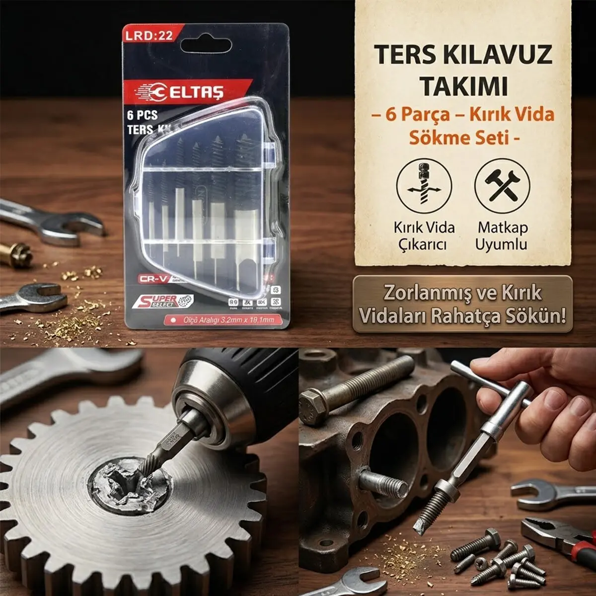 6 PCS HASARLI VİDA ÇIKARICI SET - SOLA DÖNEN KLAVUZ UÇ (4745)-2 6 PCS HASARLI VİDA ÇIKARICI SET - SOLA DÖNEN KLAVUZ UÇ (4745)-2