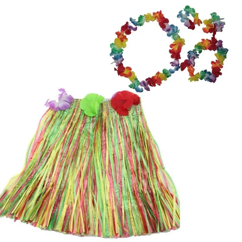 Luau Aloha Hawaii  Kolye Etek Taç ve Bileklik Seti (4745)