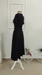 Kadın Kısa Kollu V Yakalı Cepli Midi Viskon Elbise-7