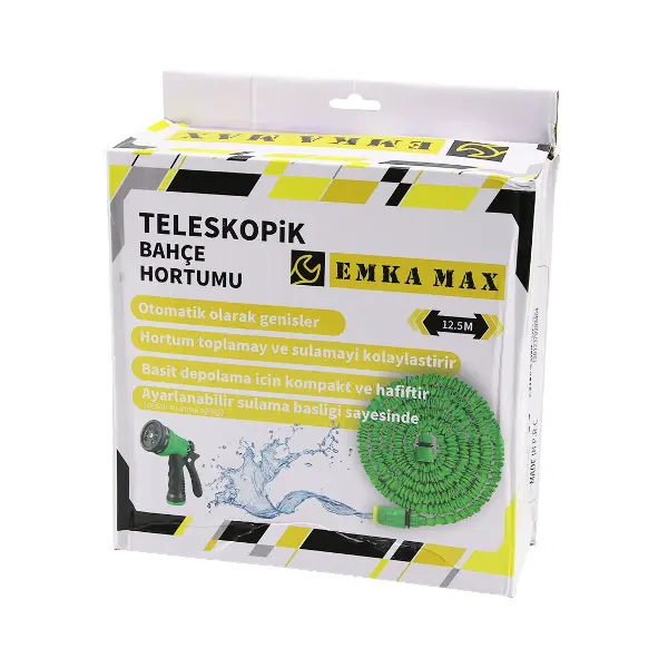 12.5MT TELESKOPİK UZAYAN BAHÇE HORTUMU 7 FONKSİYON AYARLI TETİKLİ TABANCA (4745)