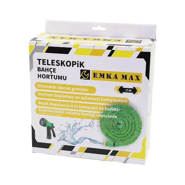 25MT TELESKOPİK UZAYAN BAHÇE HORTUMU 7 FONKSİYON AYARLI TETİKLİ TABANCA (4745)