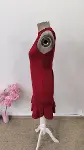 Kadın Omuzlardan Açık Halka Yakalı Fırfırlı Janjan Kısa Elbise-7