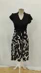 Kadın Kısa Kollu V Yakalı üst Janjan Krep Alt Desenli Süprem Mini Elbise-4