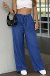 Kadın Yüksek Bel Lastikli Bağcıklı Kot Pantolon-3