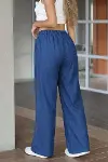 Kadın Yüksek Bel Lastikli Bağcıklı Kot Pantolon-5