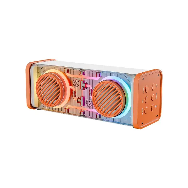 TURUNCU-BEYAZ KABLOSUZ HOPARLÖR - SPEAKER TAŞINABİLİR MP3 IŞIKLI USB ŞARJLI BT - AUX - TES 10 MT MENZİL 1200mAH PİL - 10W (4745)